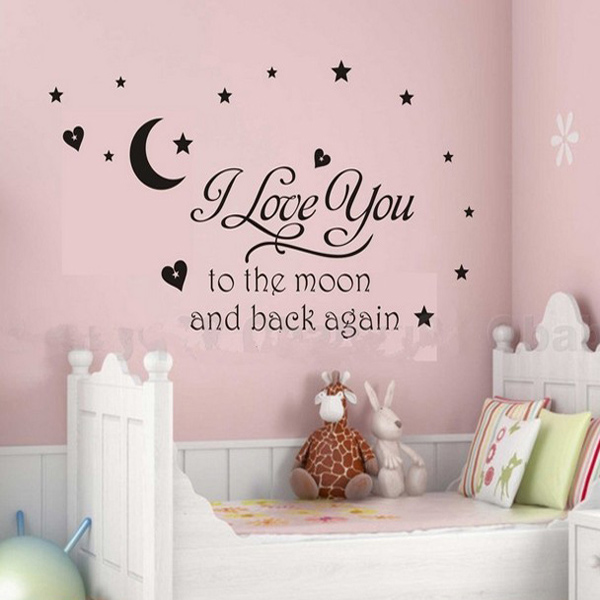 I Love You To The Moon And Back Again Heart Star Wall Sticker