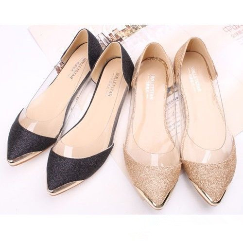 glitter pointed flats