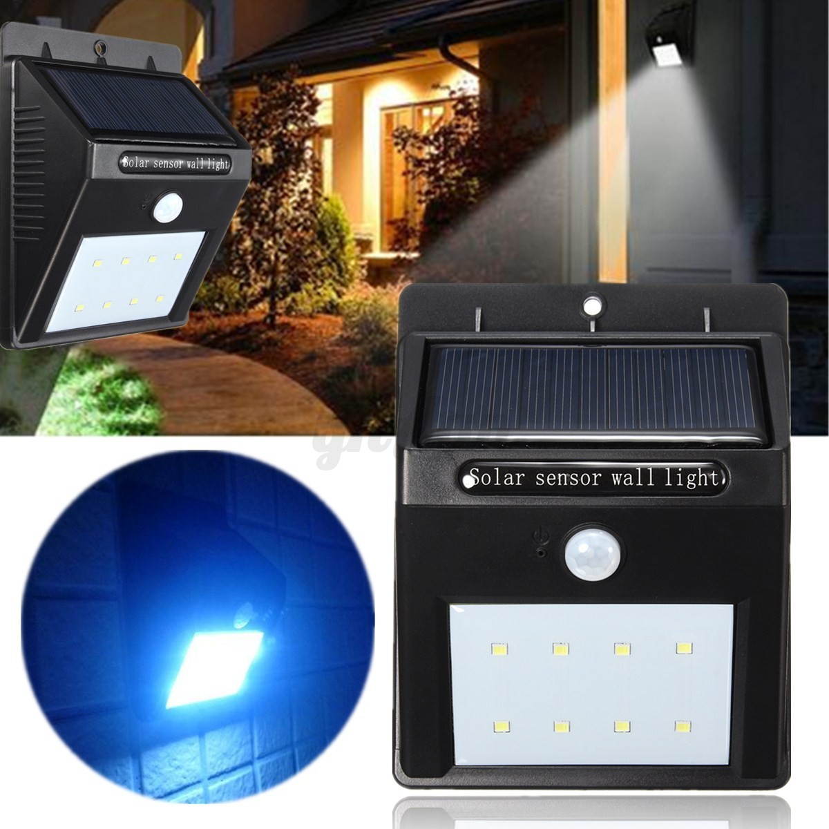 Risultati immagini per Sposta il mouse sull'immagine per eseguire lo zoom Ne hai uno da vendere? Vendine uno uguale Dettagli su 2 Lampada Solare Esterno Giardino Faretto Fotovoltaico Sensore Luce 8 LED Faro