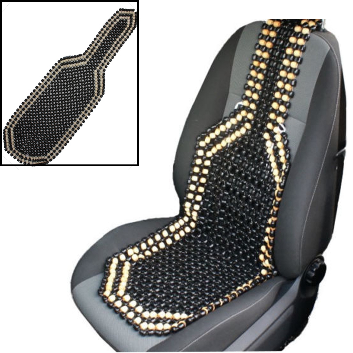 Details About Black Natural Wooden Bead Beaded Car Taxi Van Front Seat Cover Cushion