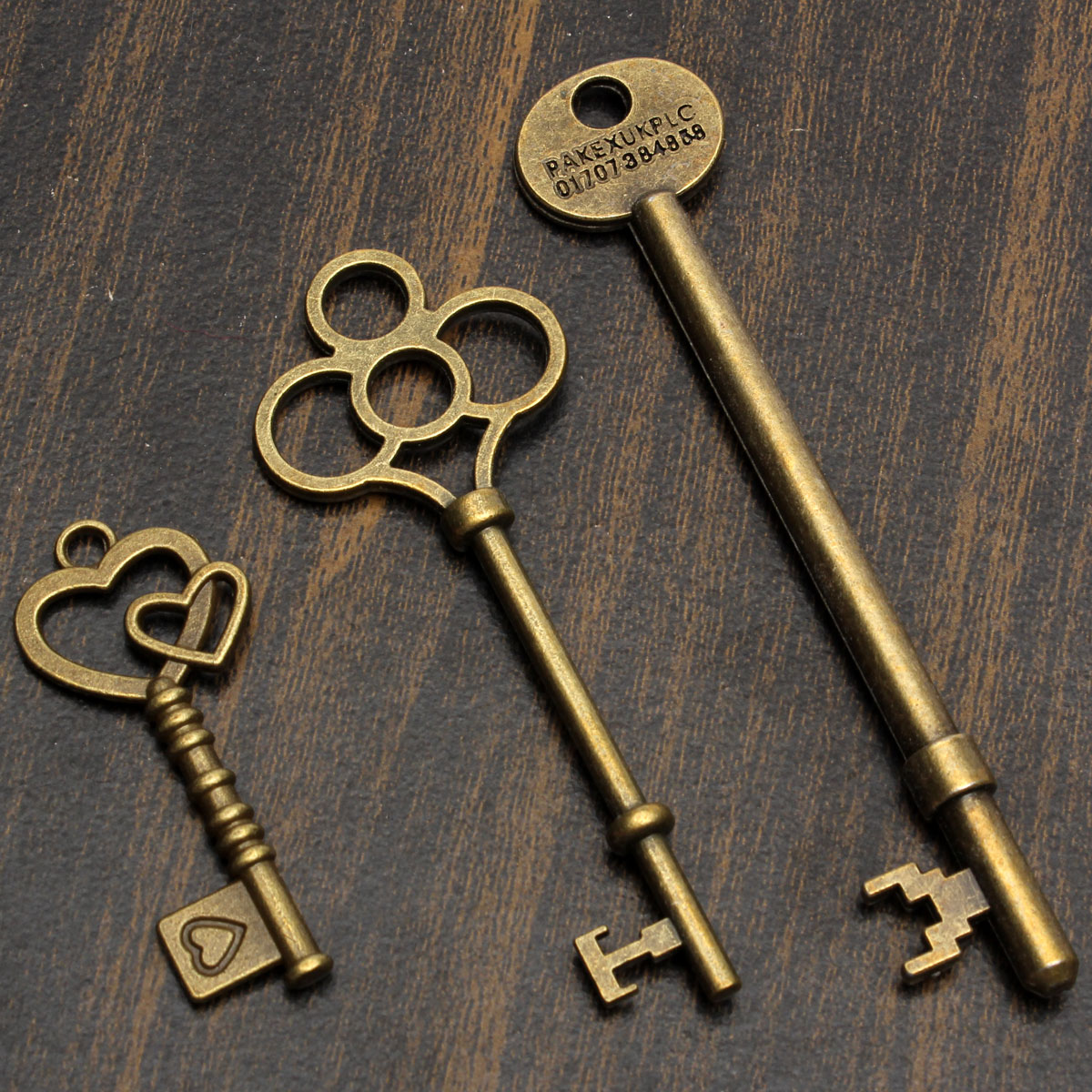 18x Assorted Antique Vintage Old Key Pendant Bronze DIY Skeleton Heart Bow Lock~