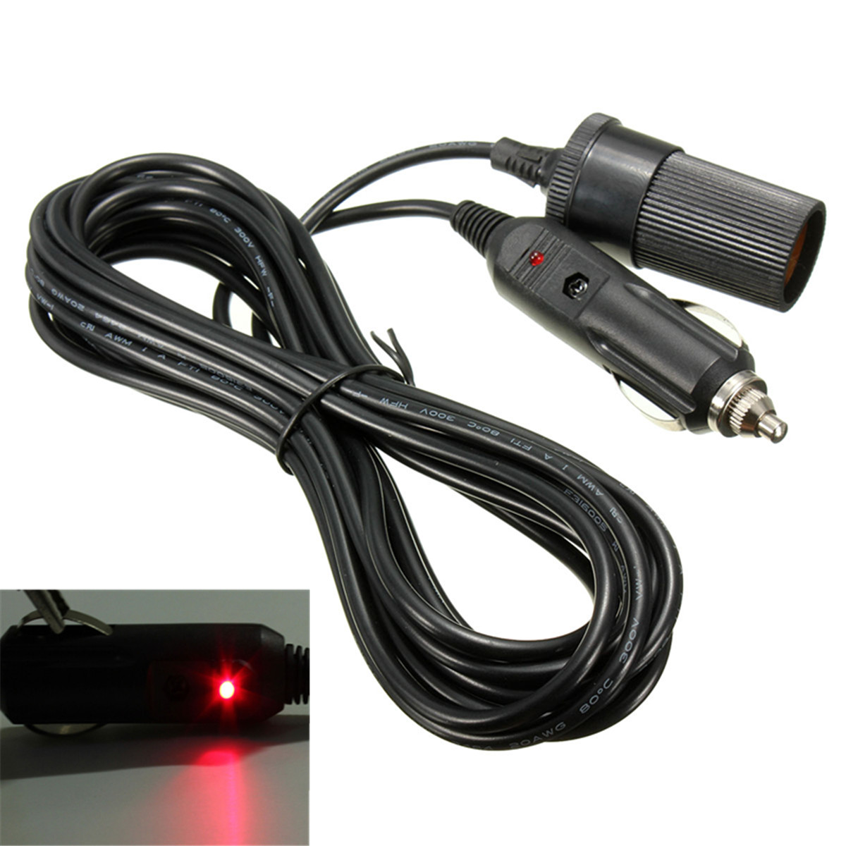 5M Car Cigarette Cigar Lighter Extension Cable Adapter 5M Car Cigarette Cigar Lighter Extension Cable Adapter