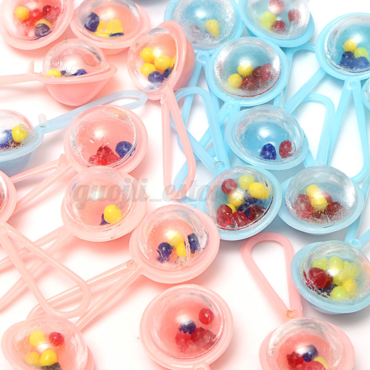 12pcs Mini Decorative Rattles Boy Baby Shower Christening Party Favors Pink