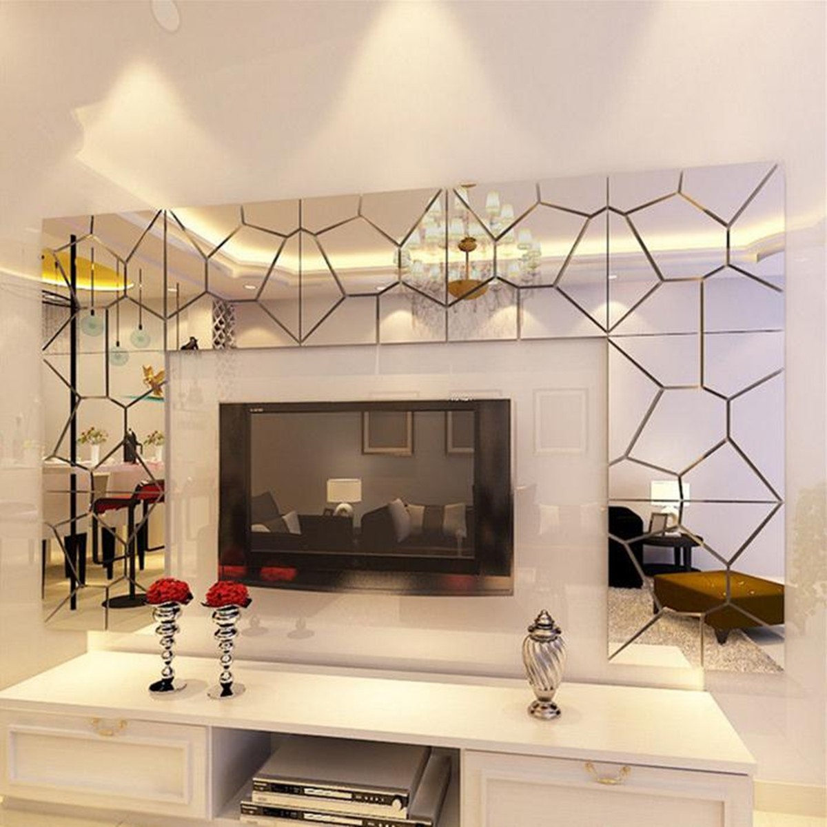Details About Diy 3d Acrylic Modern Mirror Decal Art Mural Wall Sticker Home Decor Removable