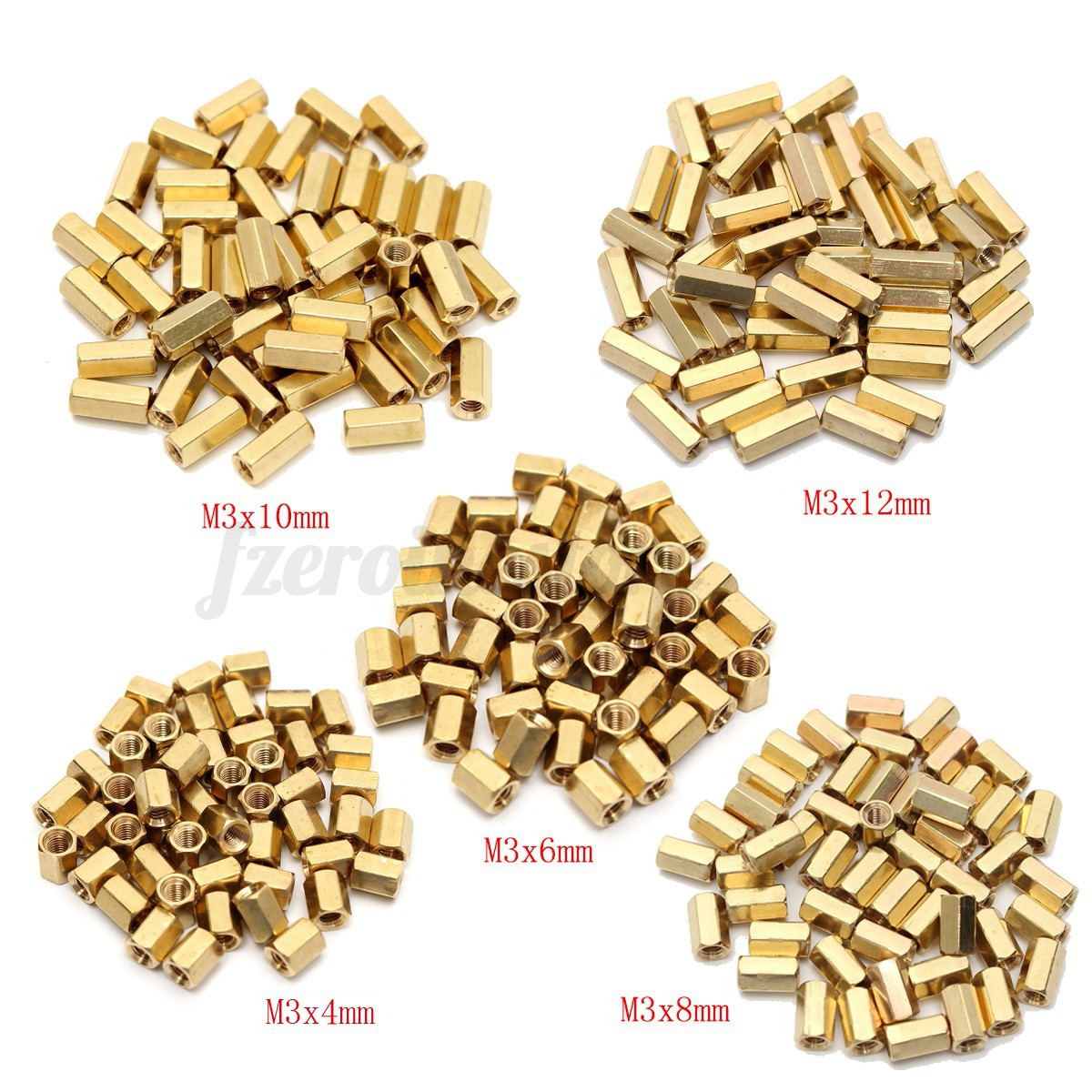 50tlg Set Sechskantmuttern Lang Muttern Gewindemuffe M3 4//6//8//10//12mm Messing