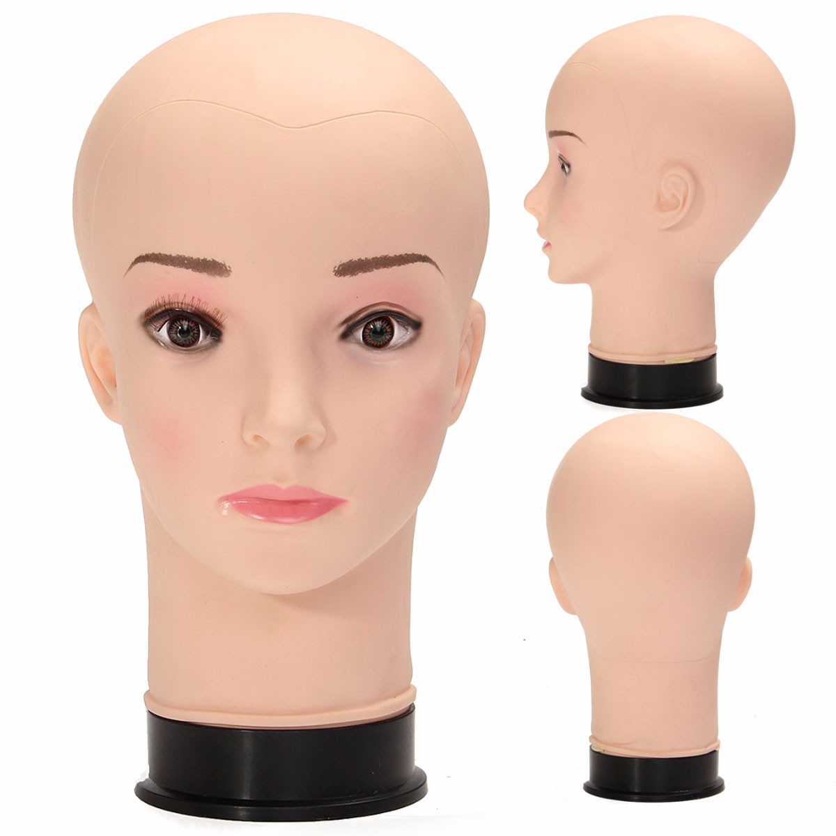 male female baby model head manikin mannequin wig hair glass display head form