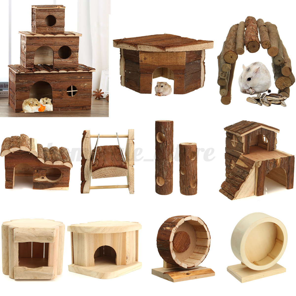 Wooden House Villa Cage Exercise Toys For Hamster Hedgehog Mouse Rat Detail Image