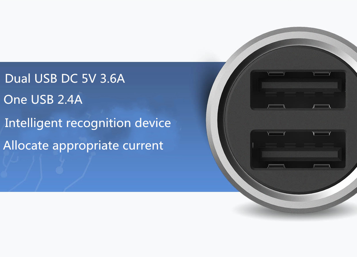 Original Xiaomi Mi Car Charger Dual USB Max 5V/3.6A Metal Original Xiaomi Mi Car Charger Dual USB Max 5V/3.6A Metal