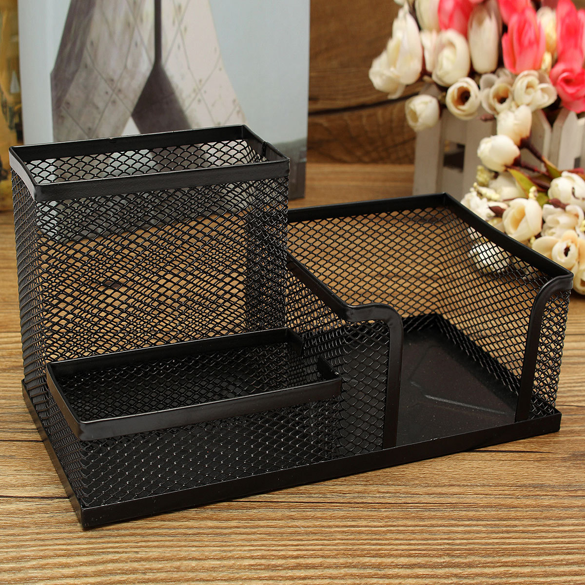 Pencil Tray Mesh Pen Holder Stationery Container Storage Desk Pencil Tray Mesh Pen Holder Stationery Container Storage