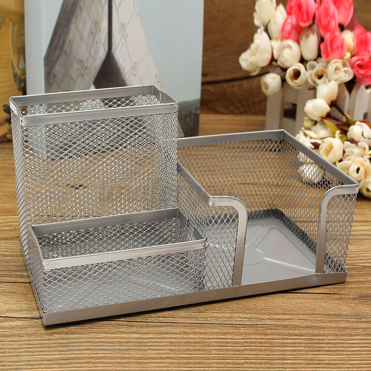 Pencil Tray Mesh Pen Holder Stationery Container Storage Desk Pencil Tray Mesh Pen Holder Stationery Container Storage