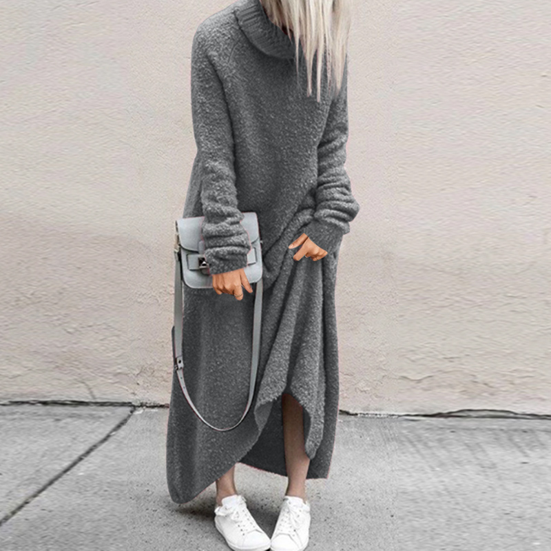 ZANZEA Women Casual High Neck Long Maxi 