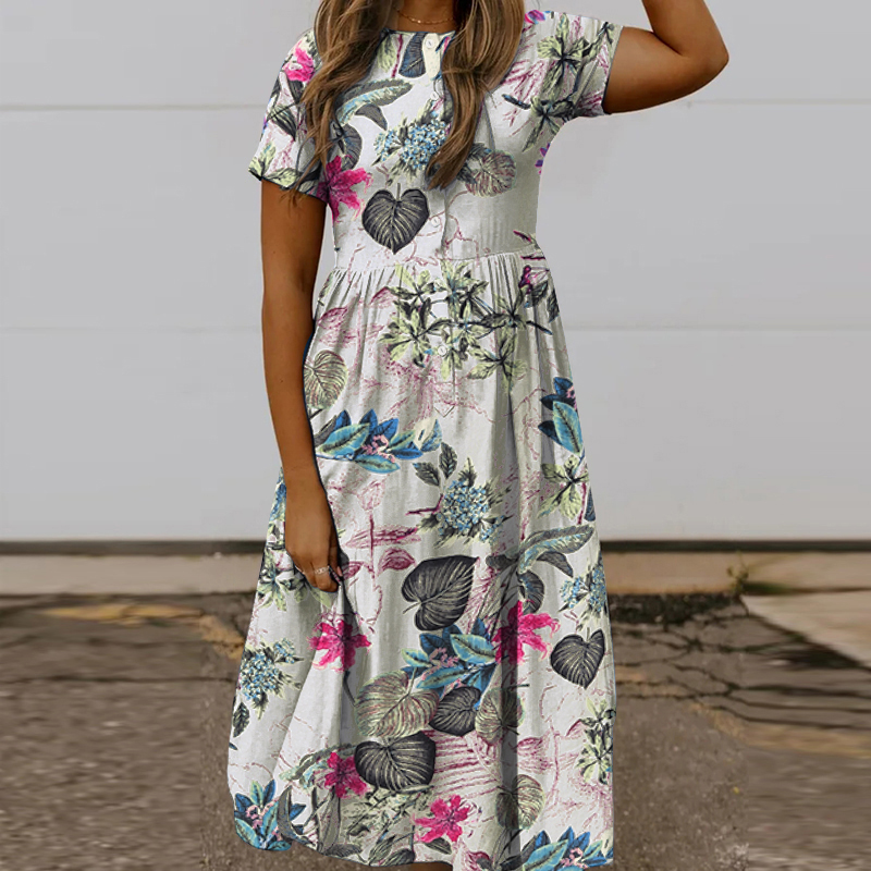 Women Summer Short Sleeve Shirt Dress Party Holiday Beach Long Midi Sundress NEW Women Summer Short Sleeve Shirt Dress Party Holiday Beach Long Midi Sundress NEW