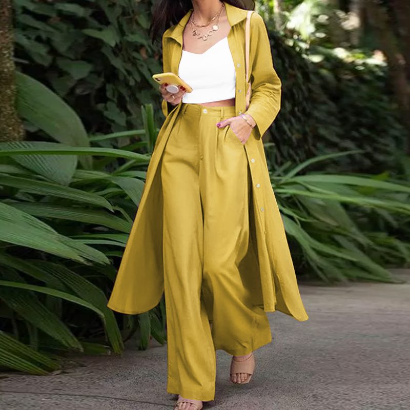 Women Business Office Work Suits Sets Long Shirt Outwear Blazer Chino Pants 2PCS - Picture 14 of 14