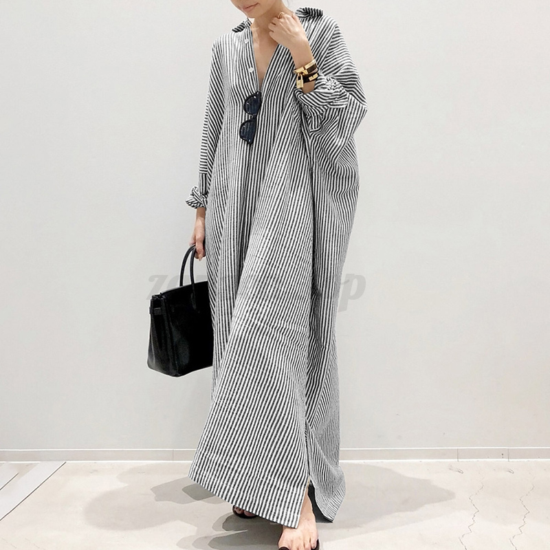 ZANZEA Women Casual Holiday Loose Collared Button Up Loose Long Maxi Shirt Dress - Picture 15 of 15
