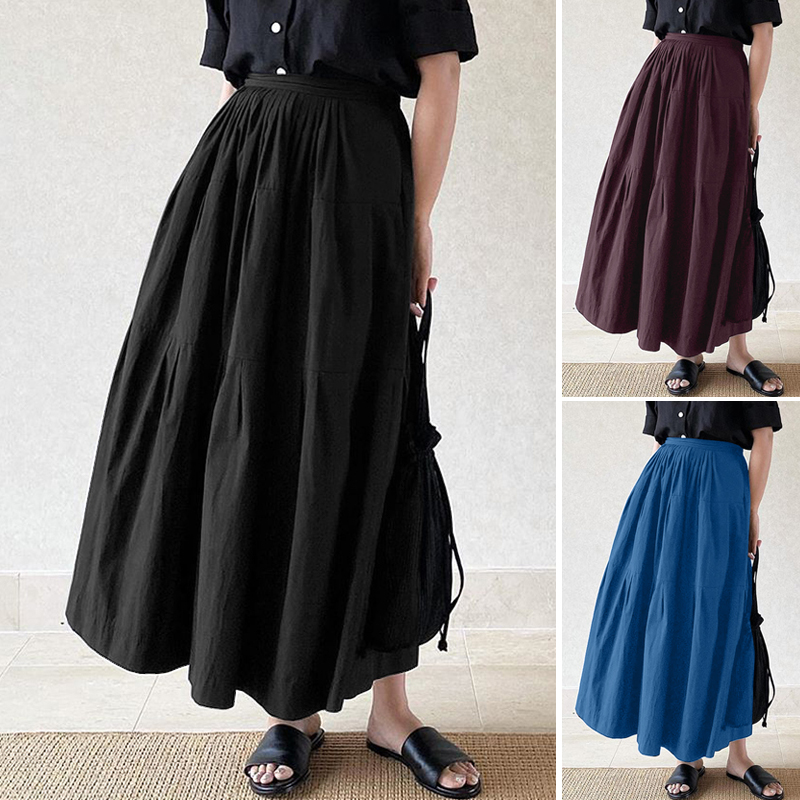 mid length pleated skirts 80 cotton
