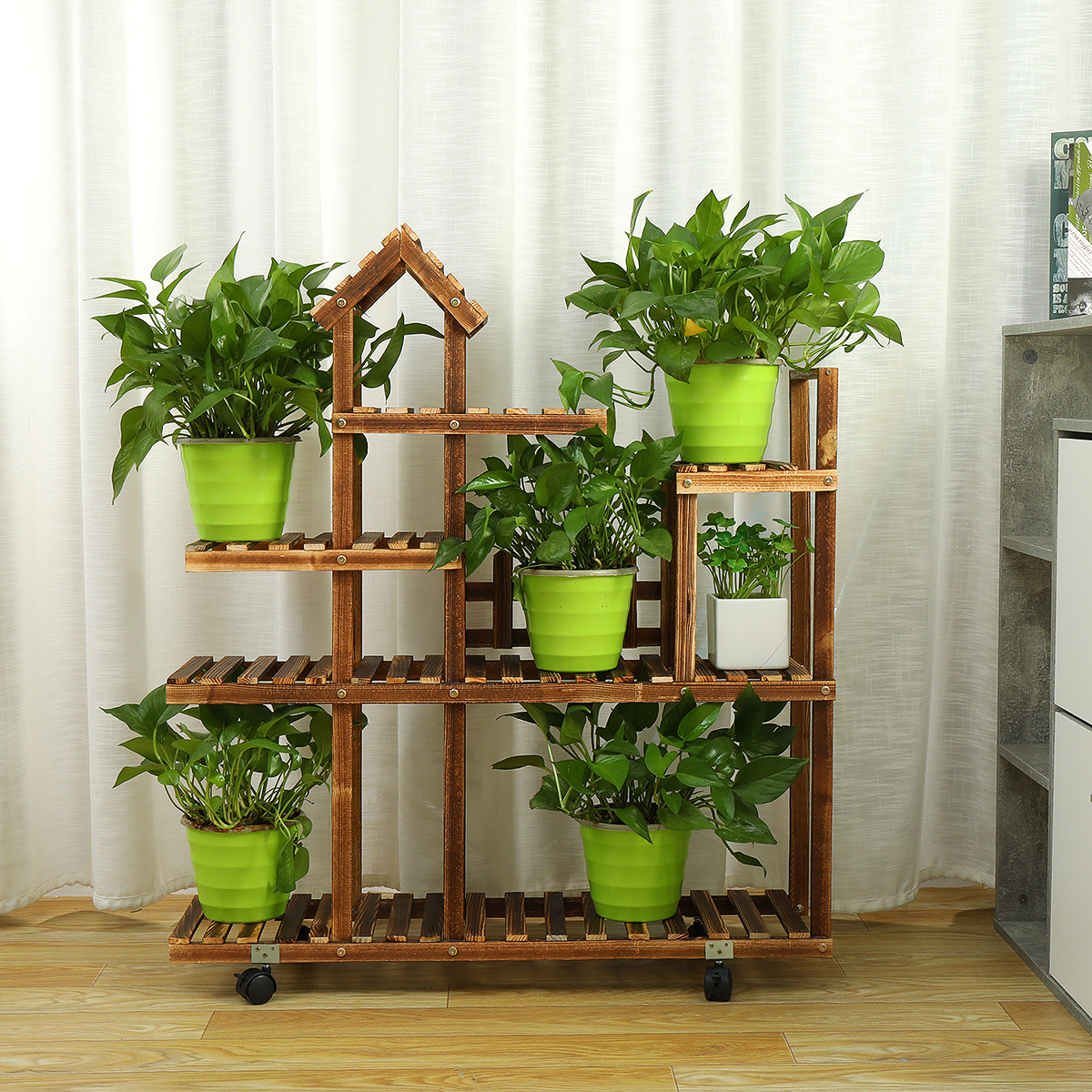 6 T Holz Pflanzenständer Indoor Outdoor Garten Pflanzer Blumentopf