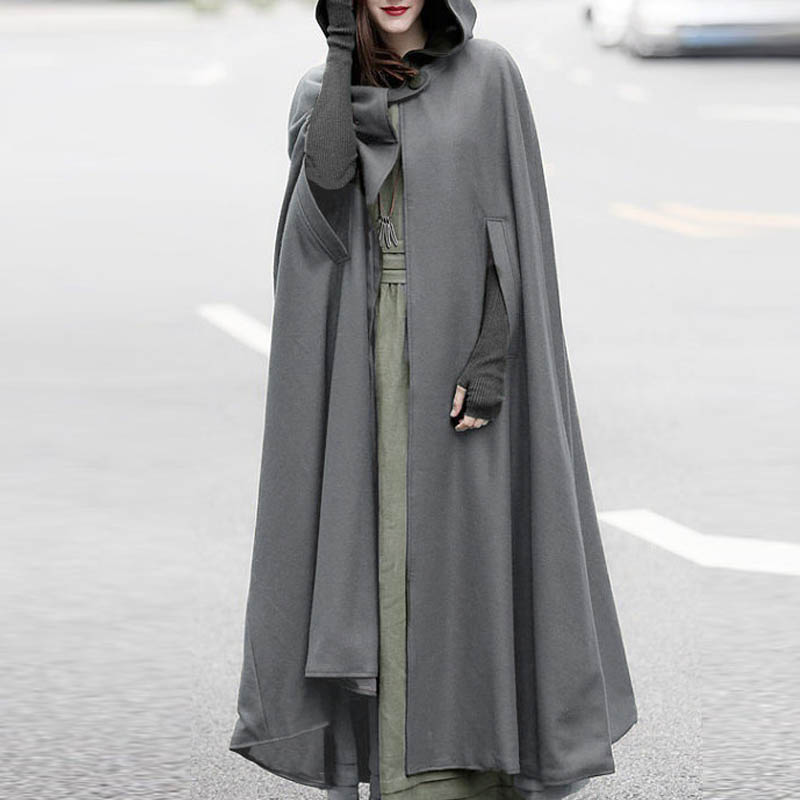 Uk Women Hooded Overcoat Long Coat Jacket Cloak Poncho Solid Cape Outerwear Plus Uk Women Hooded Overcoat Long Coat, Women S Winter Cape Coat Uk