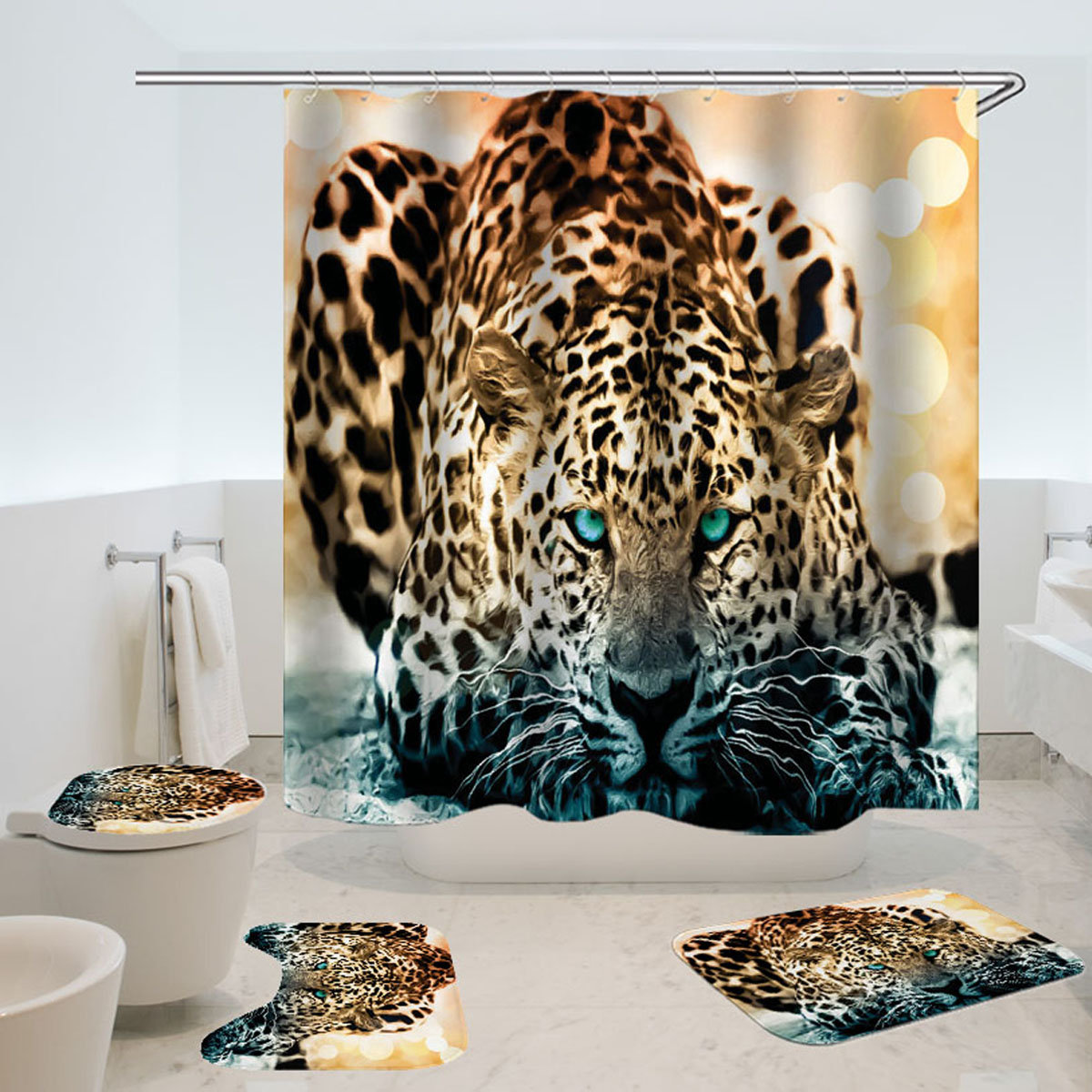 Details About 180x180cm Shower Curtain 3pcs Leopard Bathroom Carpet Rug Toilet Cover Mat Set Details About 180x180cm Shower Curtain 3pcs Leopard Bathroom Carpet Rug Toilet Cover Mat Set