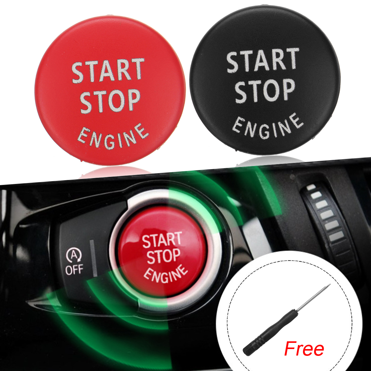 Engine Start Stop Switch Button Cover For BMW E60 E70 E90 E92 E93 3 Series Red