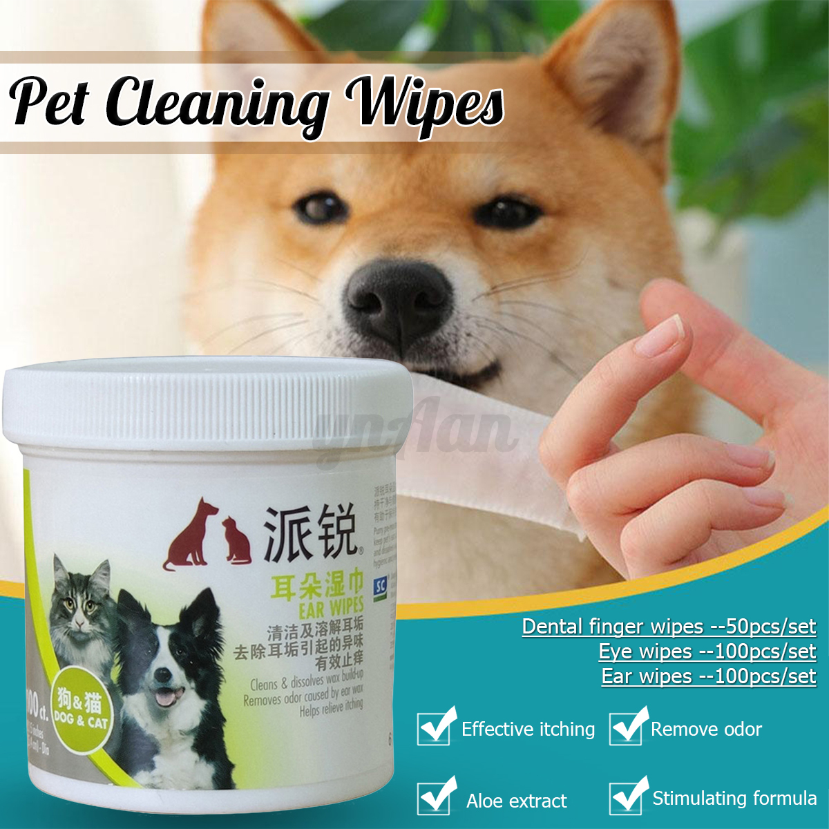 Details About 50100 Pcs Pet Cleaning Wipe Cat Dog Dental Ears Gums Tear Stain Remover Clean