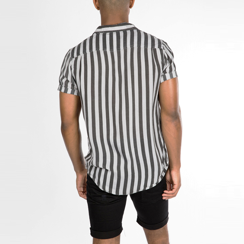 Men Casual Short Sleeve Shirt Summer Striped Beach Holiday Vintage T Shirts Tops