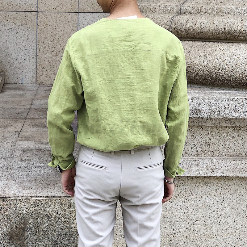 Download Mens Long Sleeve V Neck Casual Loose Blouse Cotton Linen T ...