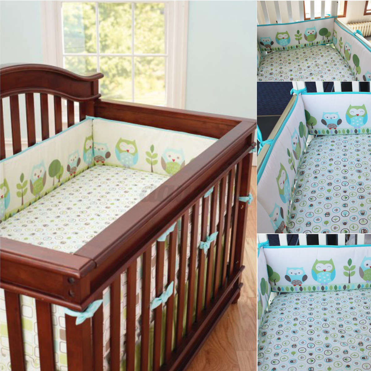 Owl Baby Infant Cot Crib Bumper Safety Protector Toddler ...