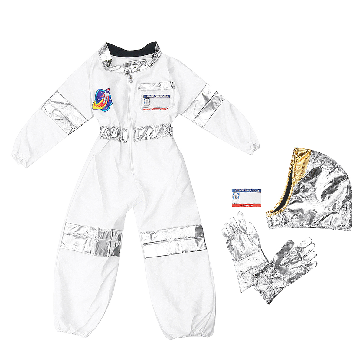 Childrens Astronaut Space Costume Space Pretend Dress Up Role Play Set for Kids Cosplay Ages 3-7 White