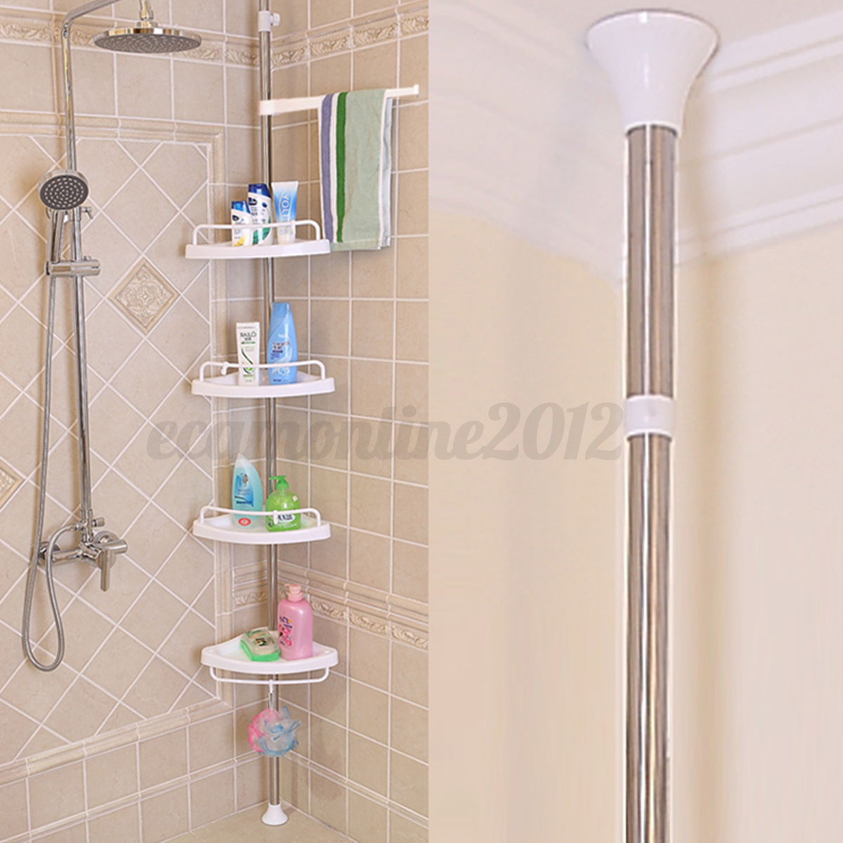 4 Tier Adjule Telescopic Bathroom Corner Shower Shelf Rack 4 Tier Adjule Telescopic Bathroom Corner Shower Shelf