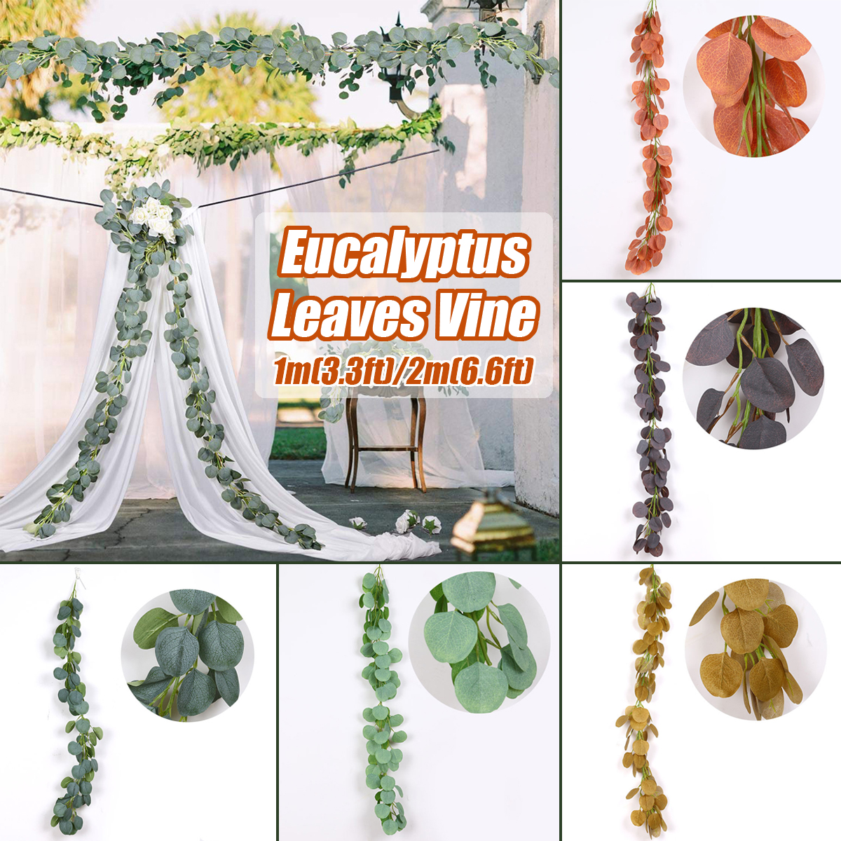 2M Vines Centerpieces Artificial Eucalyptus Garland Rattan Party Wedding Home A