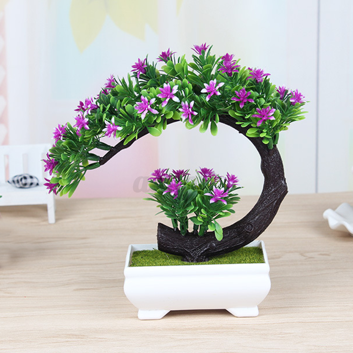 Half Moon Flower Bonsai Tree In Square Pot Artificial Plant Half Moon Flower Bonsai Tree In Square Pot