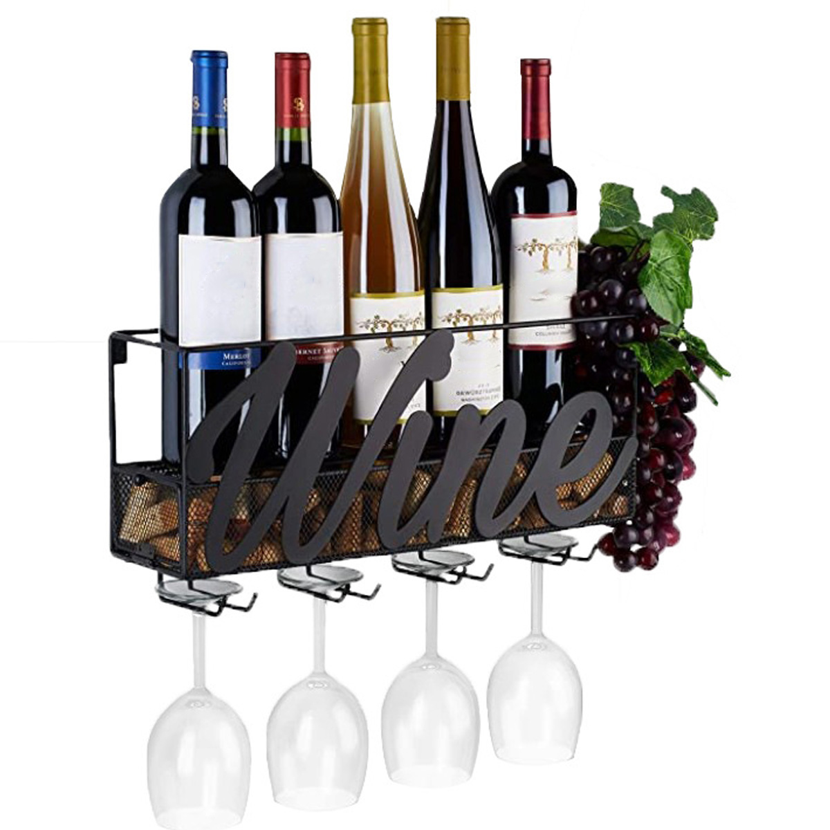 metal wall wine rack bottle holder