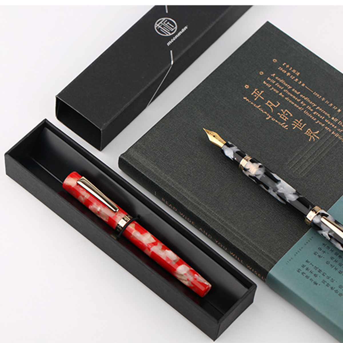 Moonman T1 Kolben Brunnen Stift Metall Acryl Eyedropper-Füllfederhalter Geschenk