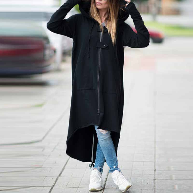 Damen Reißverschluss Sweatshirt Sweatjacke Kapuzenjacke Longjacke Hoodie Mantel Damen Reißverschluss Sweatshirt Sweatjacke Kapuzenjacke Longjacke Hoodie Mantel