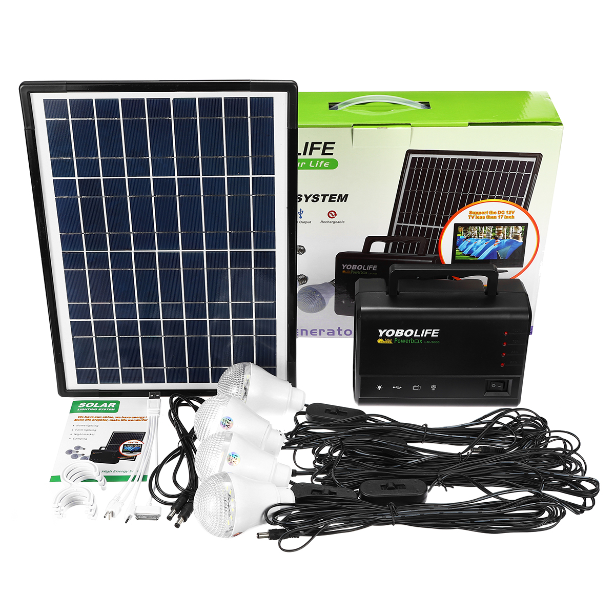 Details About 18v Solar Panel Power Generator Storage Led Light Usb Charger Home System Kit Uk