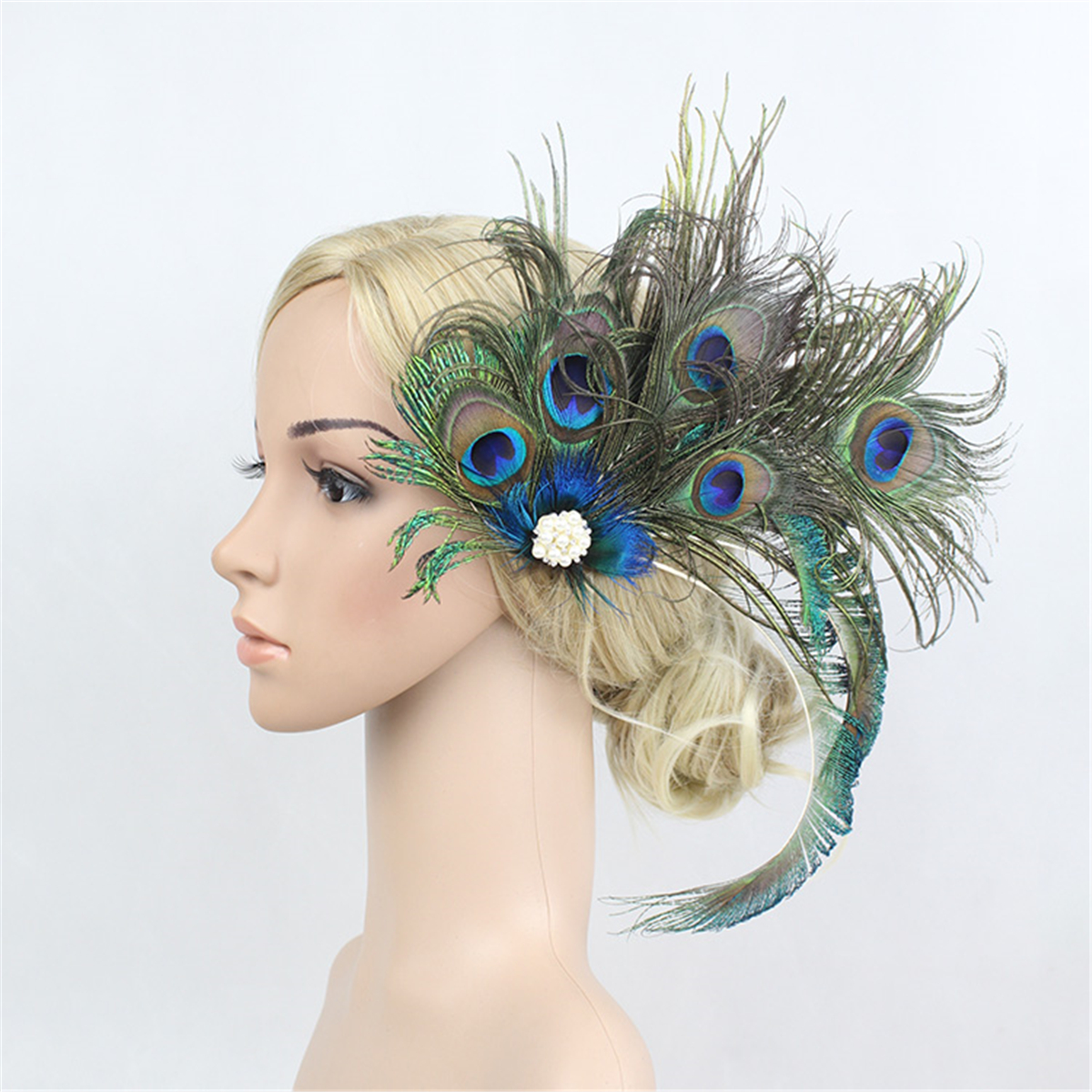 Peacock Headpiece Flapper Costume Headband Headdress Feather