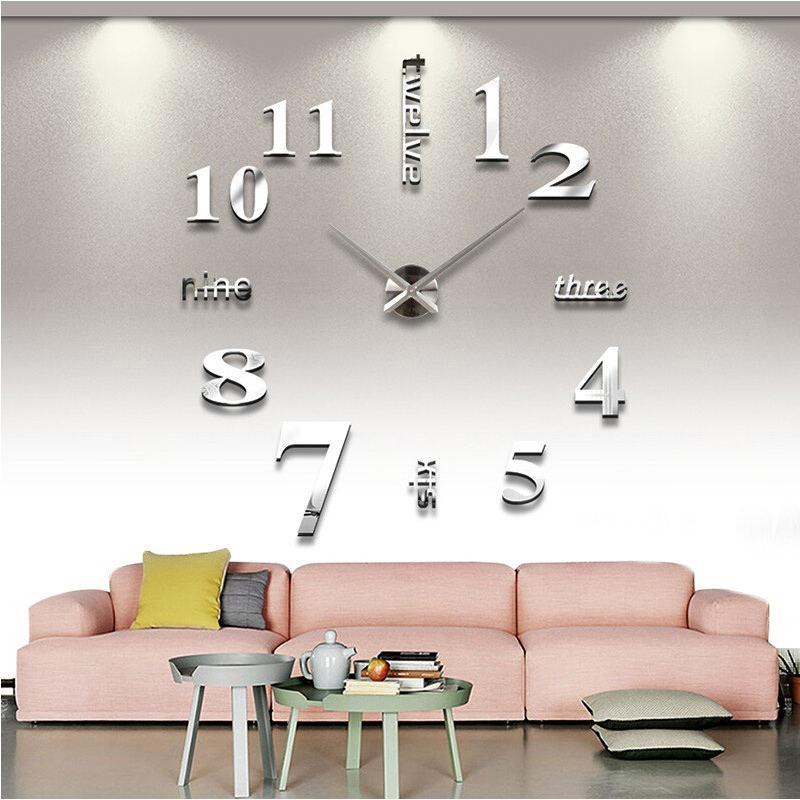 Modern Large 3d Diy Mirror Surface Art Wall Clock Sticker Home Picture 9 Of