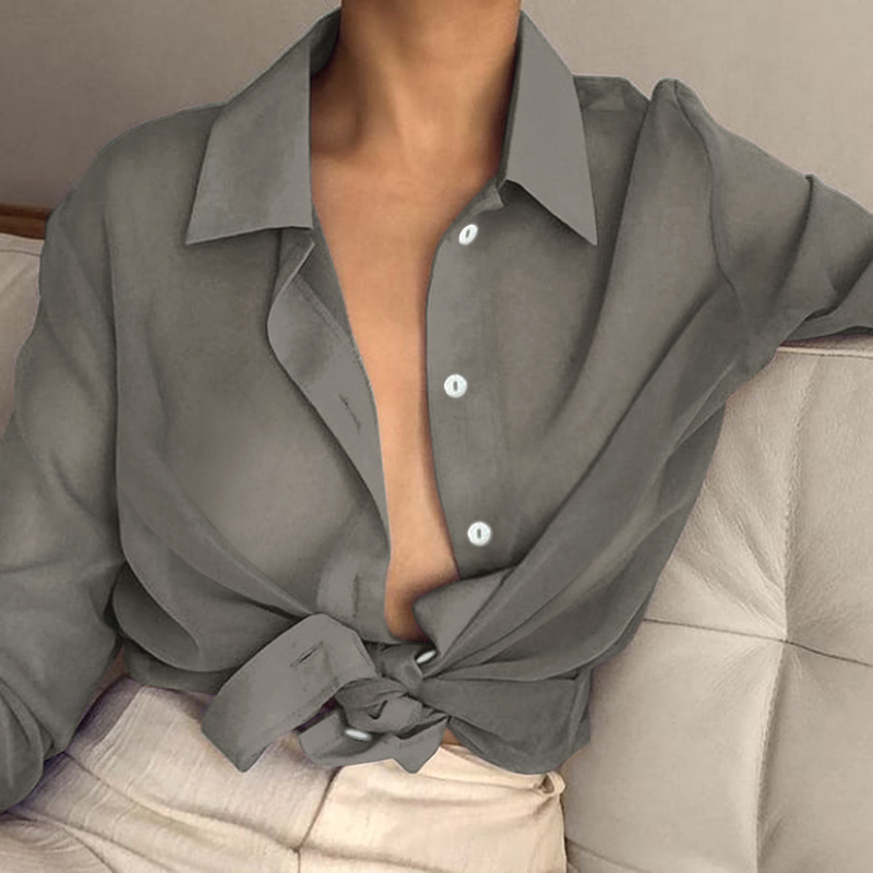 sheer button down blouse