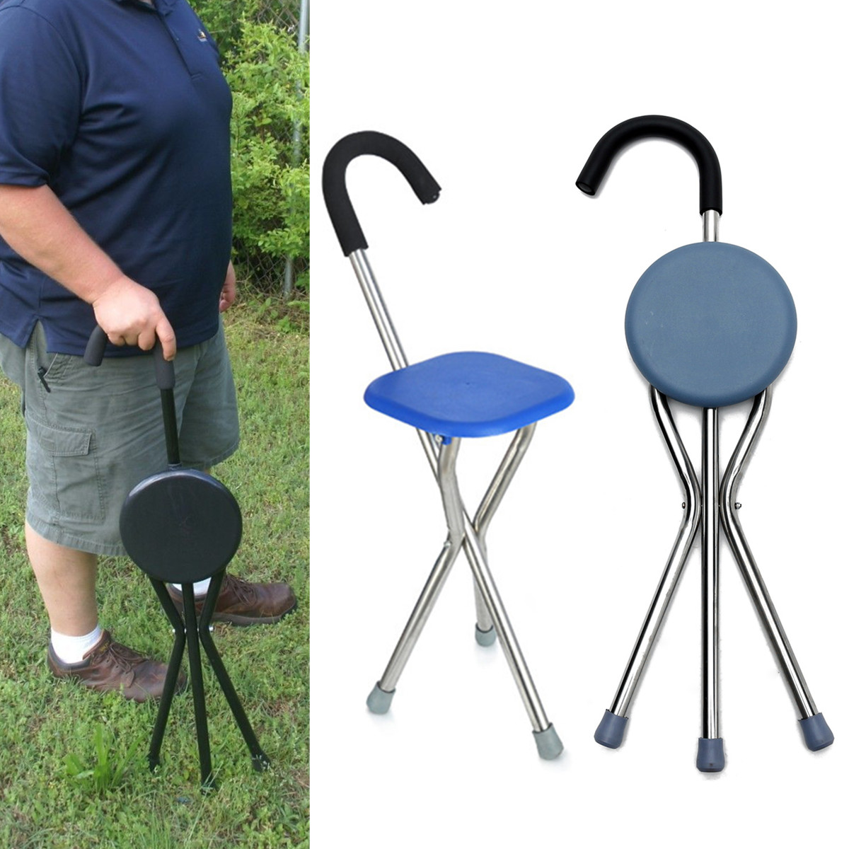 Portable Folding Tripod Chair Color Random