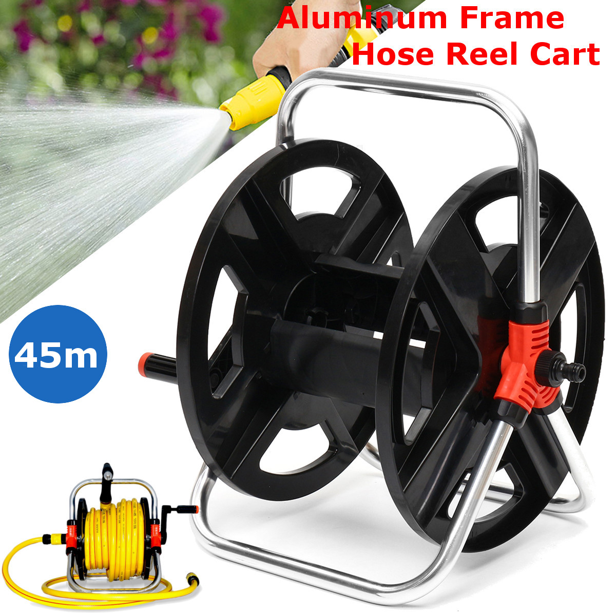 Portable Garden Hose Reel Outdoor Gardening Holder Water - Aluminum Garden Hose Reel Cart Portable Garden Hose Reel Outdoor Gardening Holder Water - Aluminum Garden Hose Reel Cart