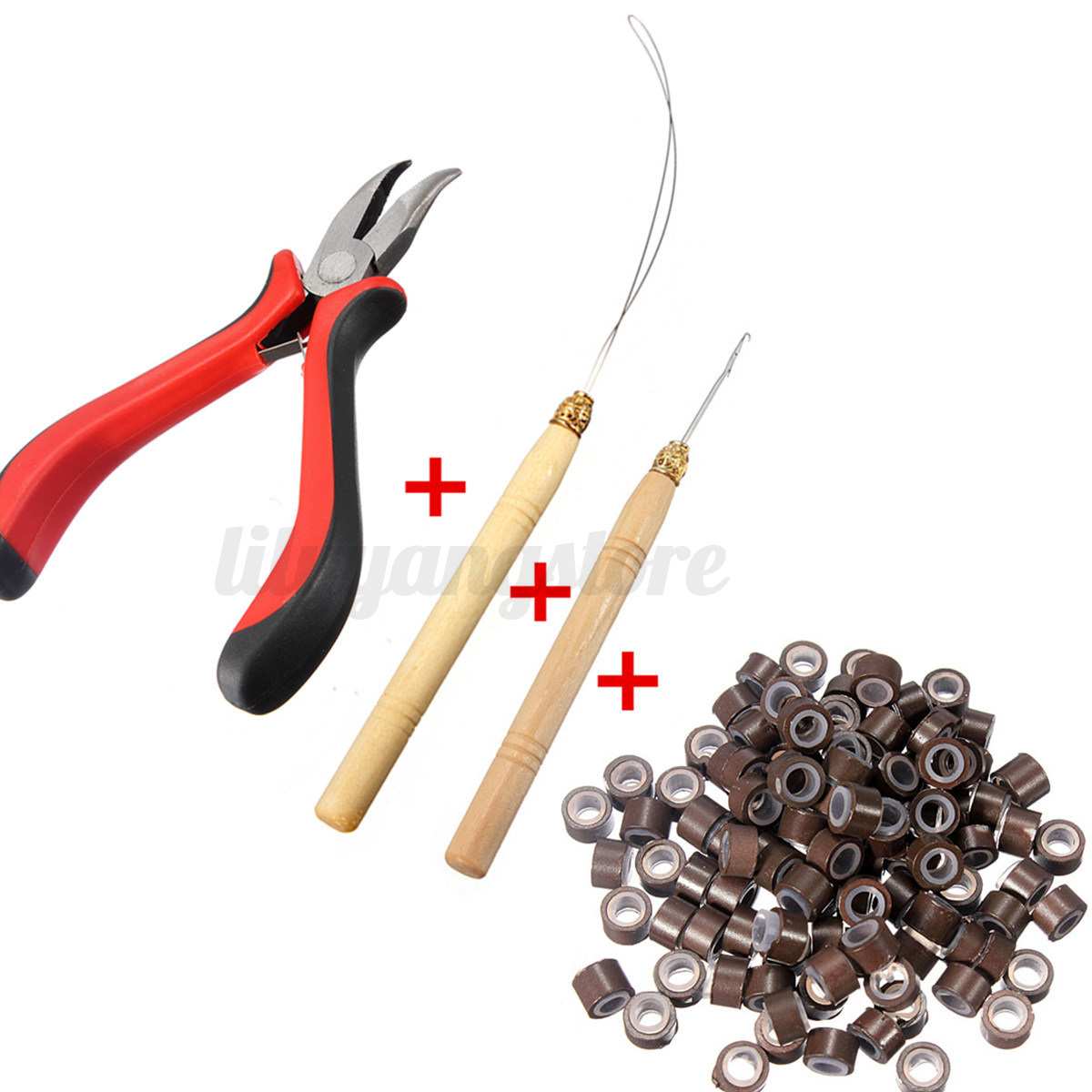 100 Silicone Micro Rings Beads Feather Hair Extension Tools Set Pliers Loop Hook eBay