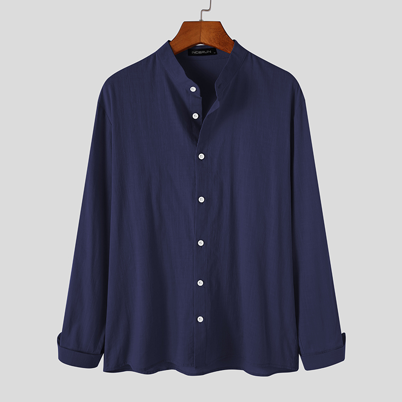 collarless t shirt with buttons