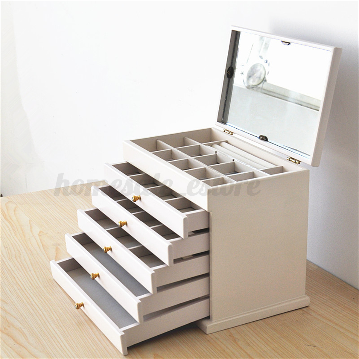 12 Large Wooden Jewellery Box Organizer Bracelet Necklaces Ring 12 039 Large Wooden Jewellery Box Organizer