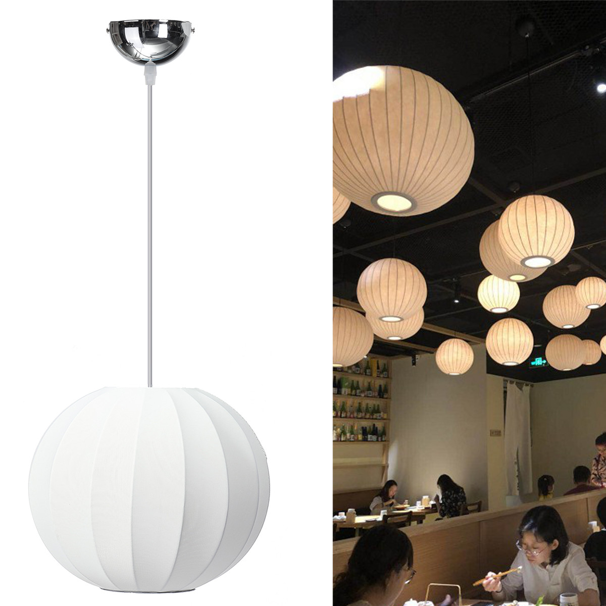 Modern Lantern Cloth Pendant Light Ceiling Lamp Shade Coffee Living Detail Image