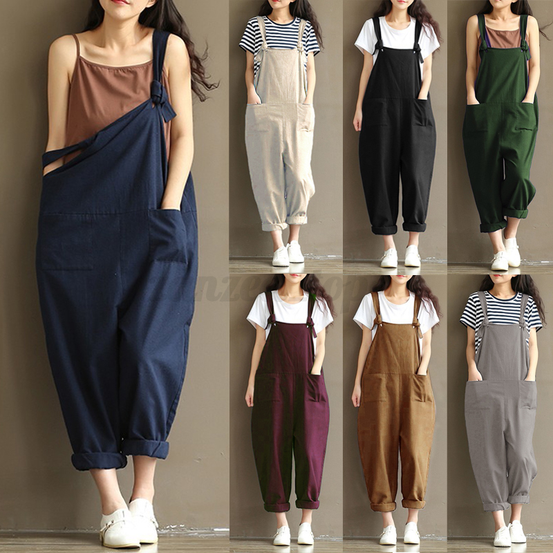 2019 ZANZEA Women Casual Jumpsuits Summer Solid Loose