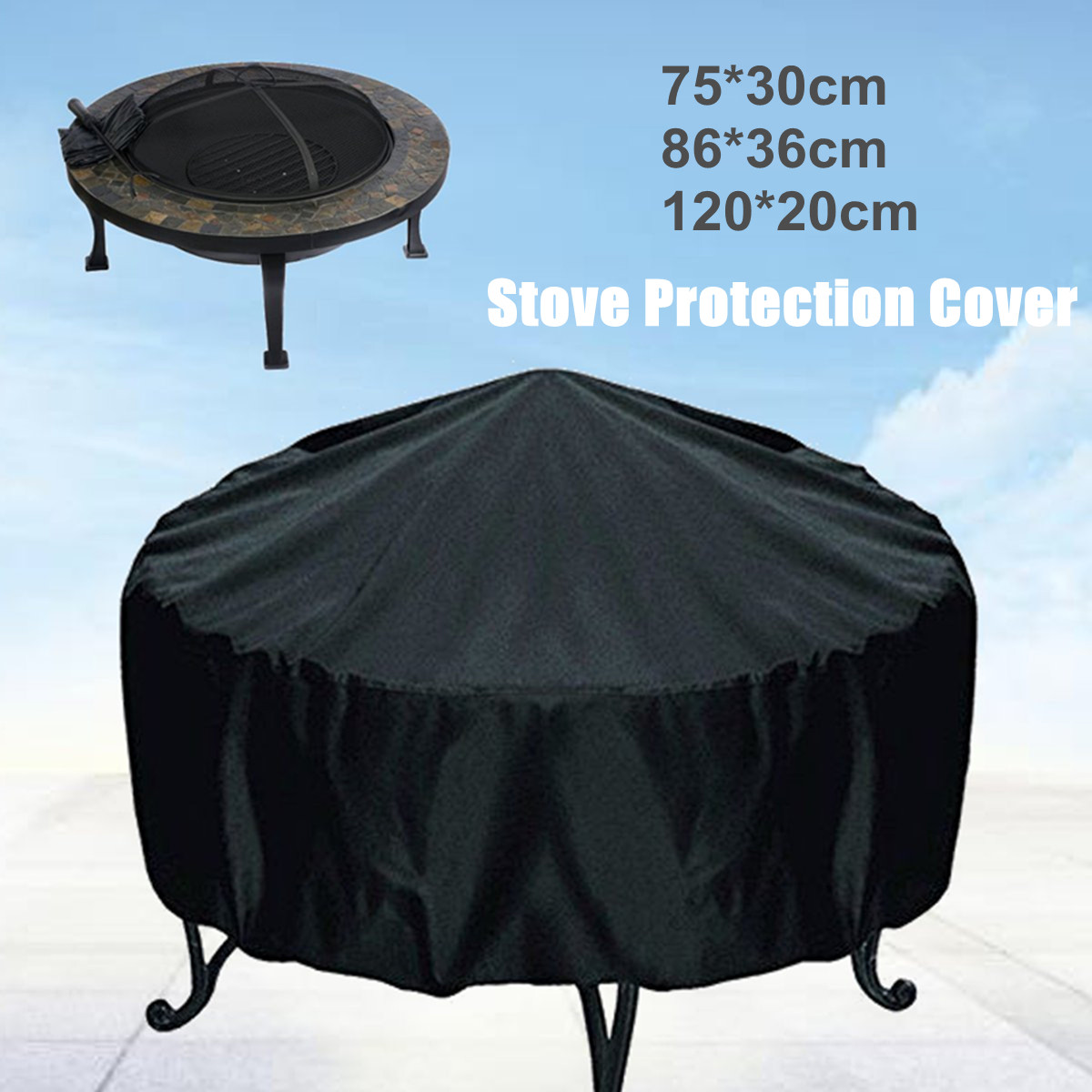 Large Fire Pit Cover Water Proof Uv Resistant Bbq Rain Garden