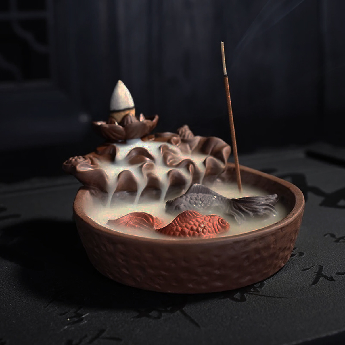 Fish Backflow Incense Burner Censer Holder Decor Gift Zen Buddhist Fish Backflow Incense Burner Censer Holder Decor Gift Zen Buddhist
