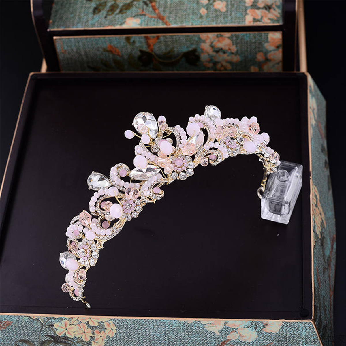 Bridal Princess Pink Crystal Rhinestone Crown Hair Tiara Wedding