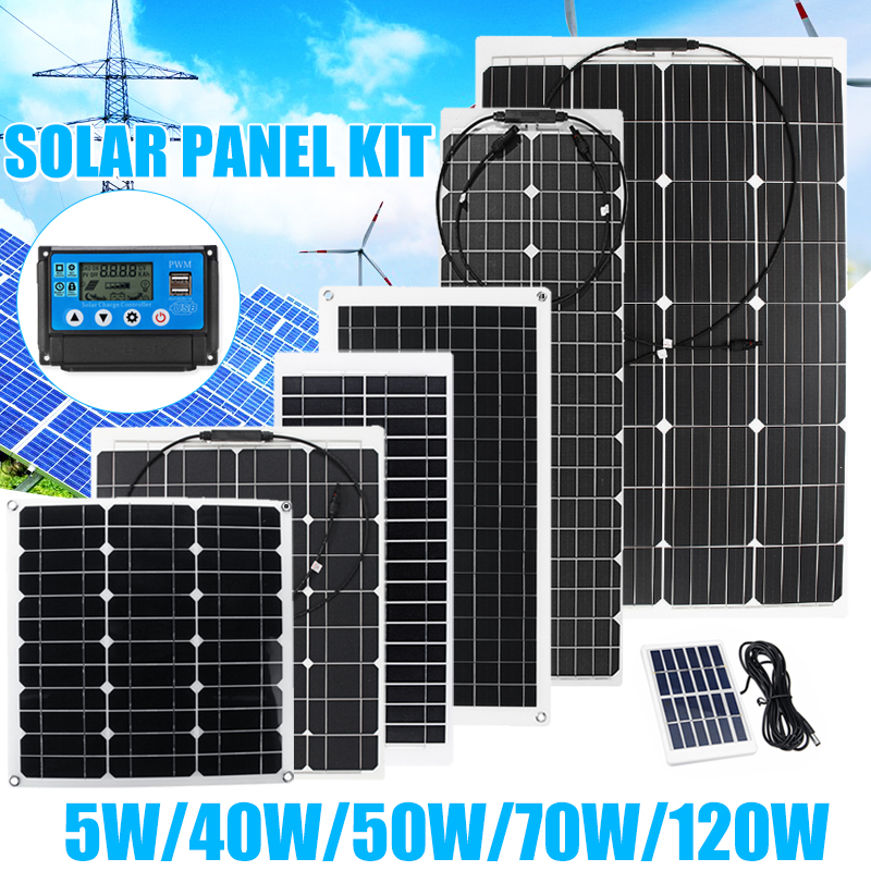 Flexible Sunpower Semi Solar Panel Kit 50a Controller 5w 40w 50w