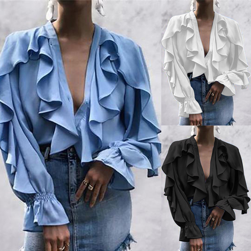 women's ruffle sleeve tops